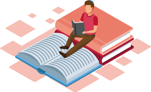 A young boy reclining on open books while doing his reading homework